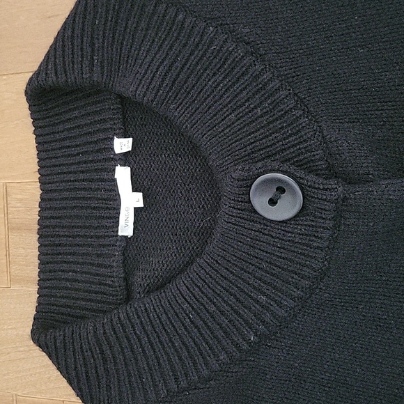 Vince Wool Short Sleeve Button Front Black Cardigan Patch Pocket Large - Picture 3 of 8